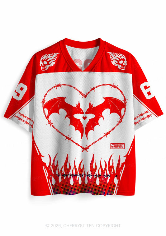 Halloween Bat Heart Thorns Y2K Sport Jersey Shirts Cherrykitten