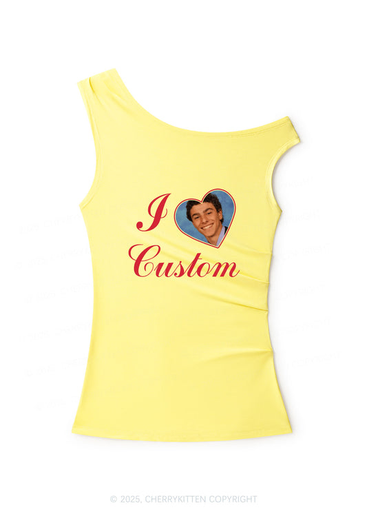 I Love Custom Name Y2K Off Shoulder Tank Top Cherrykitten