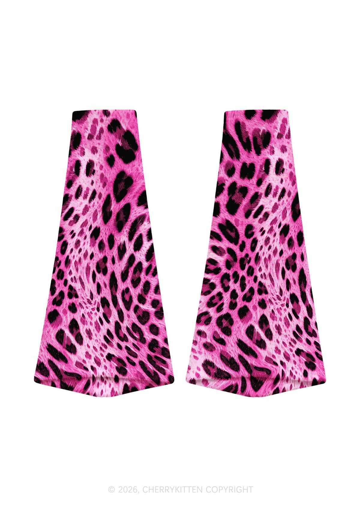 Hot Pink Black Leopard Y2K Print Fuzzy Flared Leg Warmers Cherrykitten