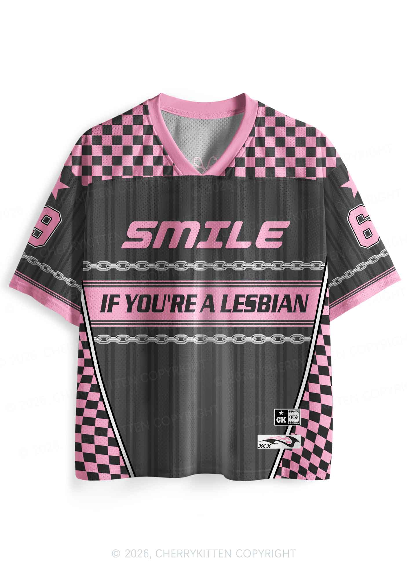 Grey Smile If You Are Lesbian Pride Y2K Sport Jersey Shirts Cherrykitten
