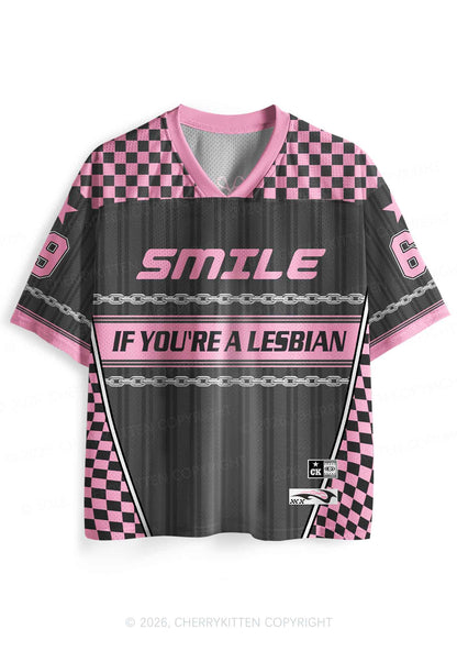 Grey Smile If You Are Lesbian Pride Y2K Sport Jersey Shirts Cherrykitten