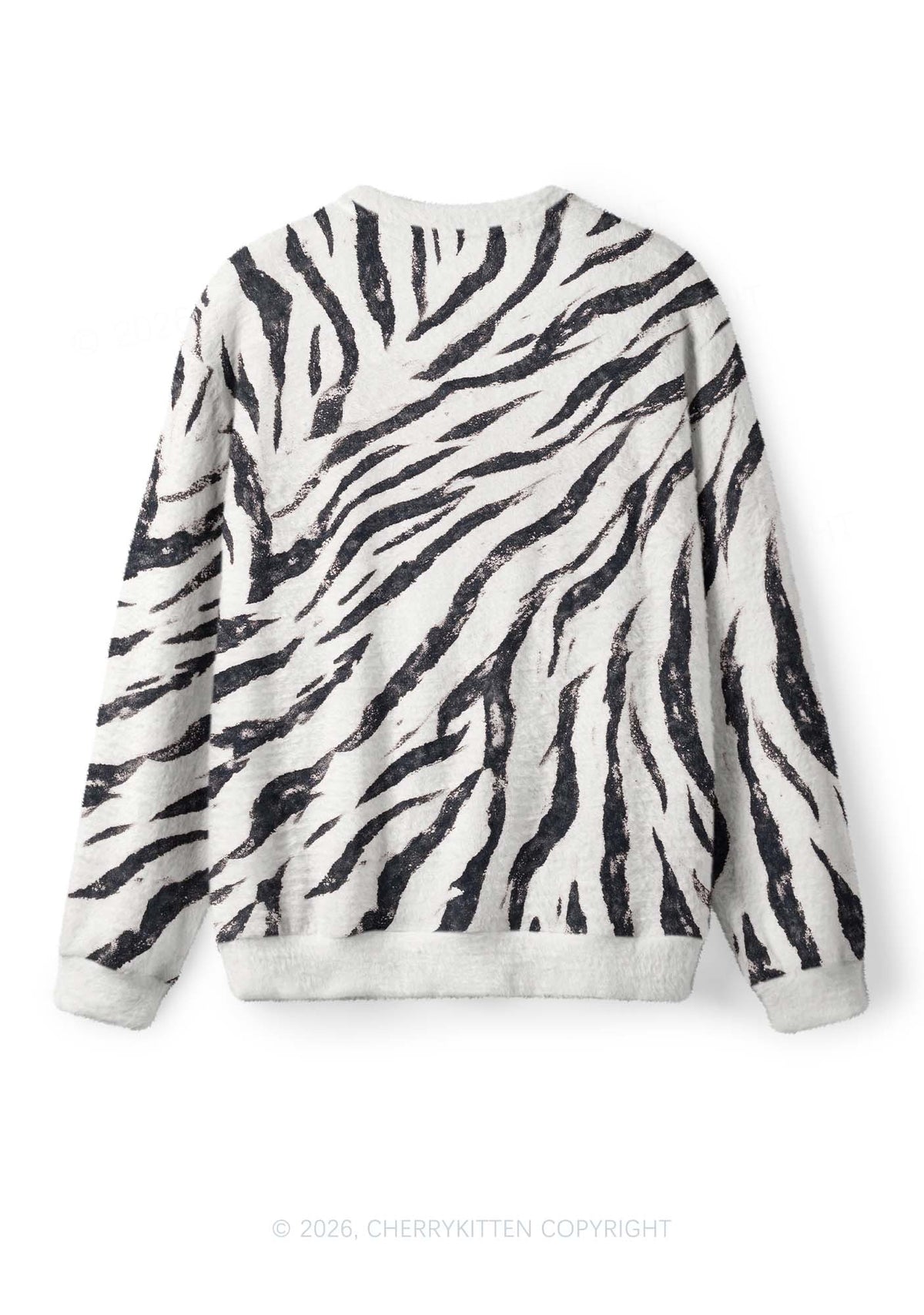 Zebra Stripes Y2K Knit Sweatshirt Cherrykitten