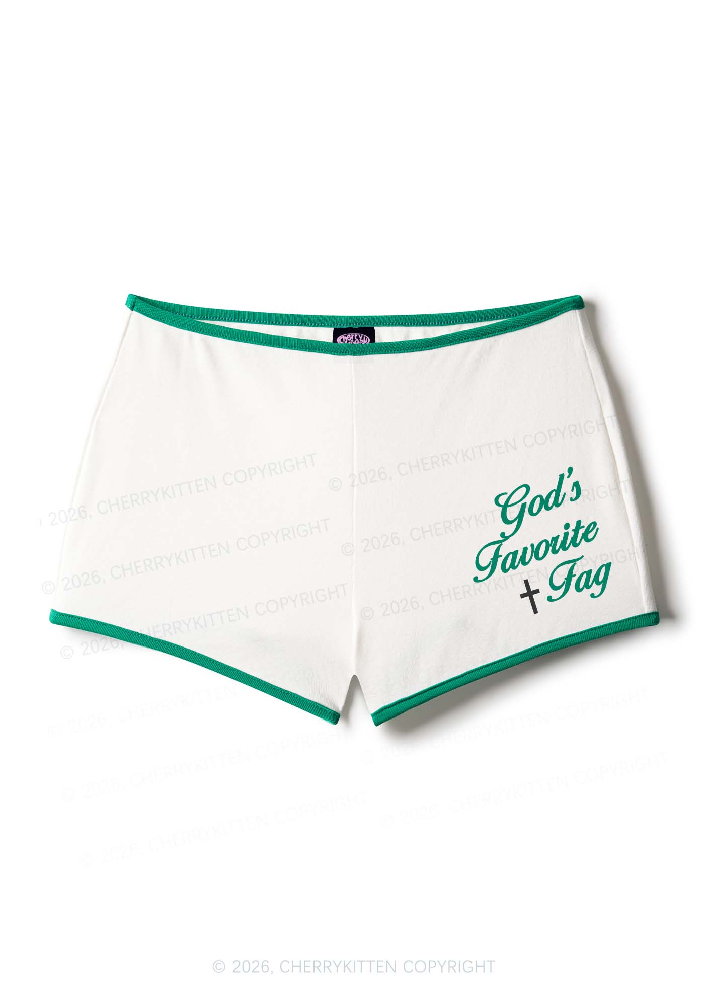 Gods Favorite Fag Pride Y2K Booty Shorts Cherrykitten