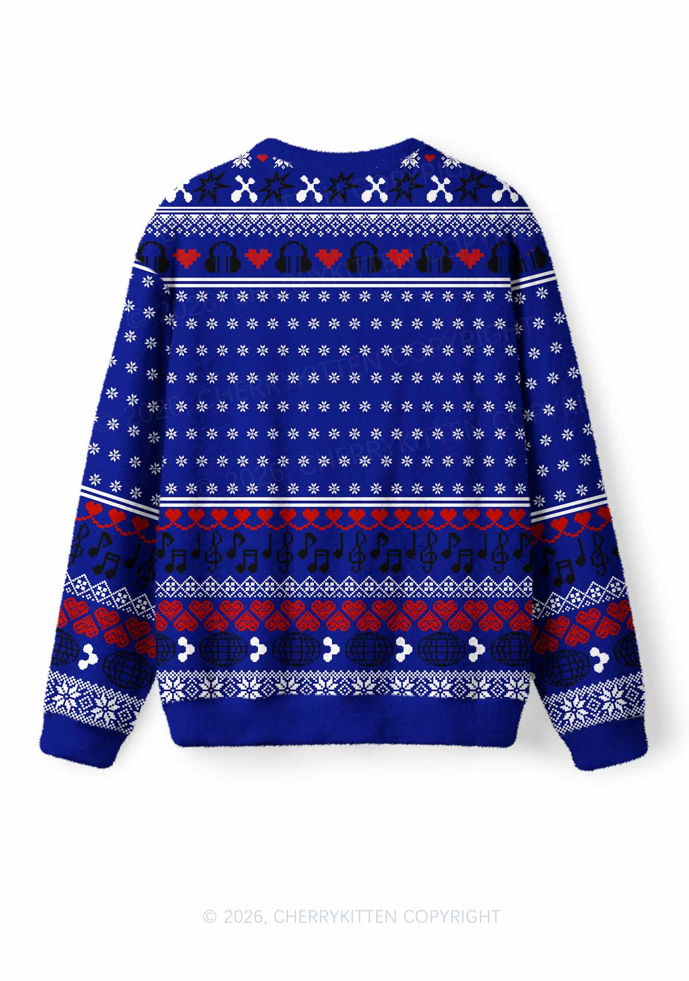 Hot Girls Love Techno Y2K Christmas Knit Sweatshirt Cherrykitten