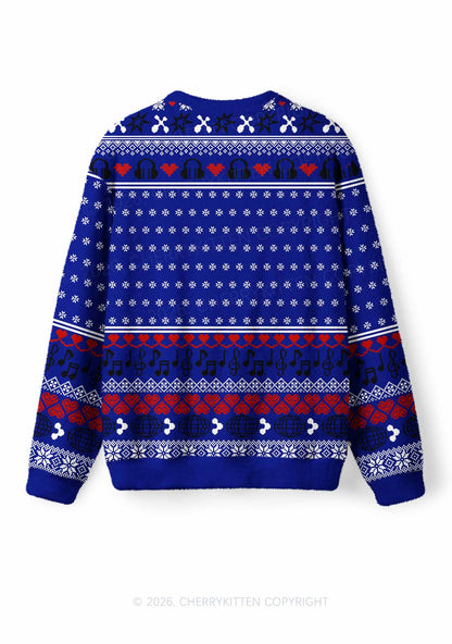 Hot Girls Love Techno Y2K Christmas Knit Sweatshirt Cherrykitten