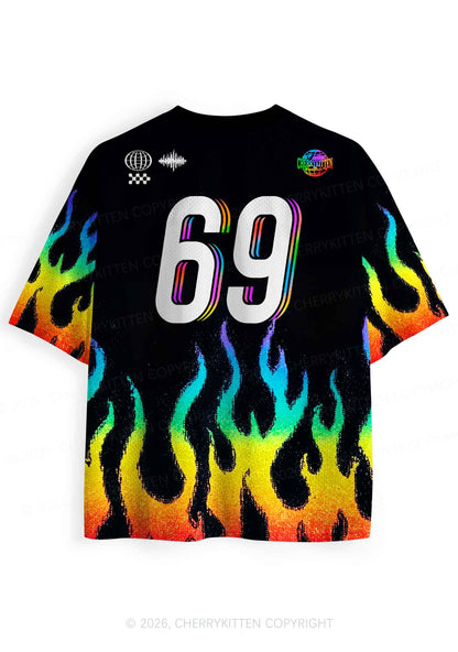 Gay Thoughts Rainbow Flame Pride Y2K Sport Jersey Shirts Cherrykitten