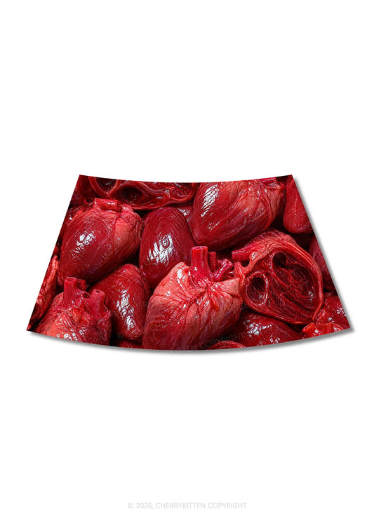 Halloween Red Blood Hearts Y2K Print Mini Skirt Cherrykitten