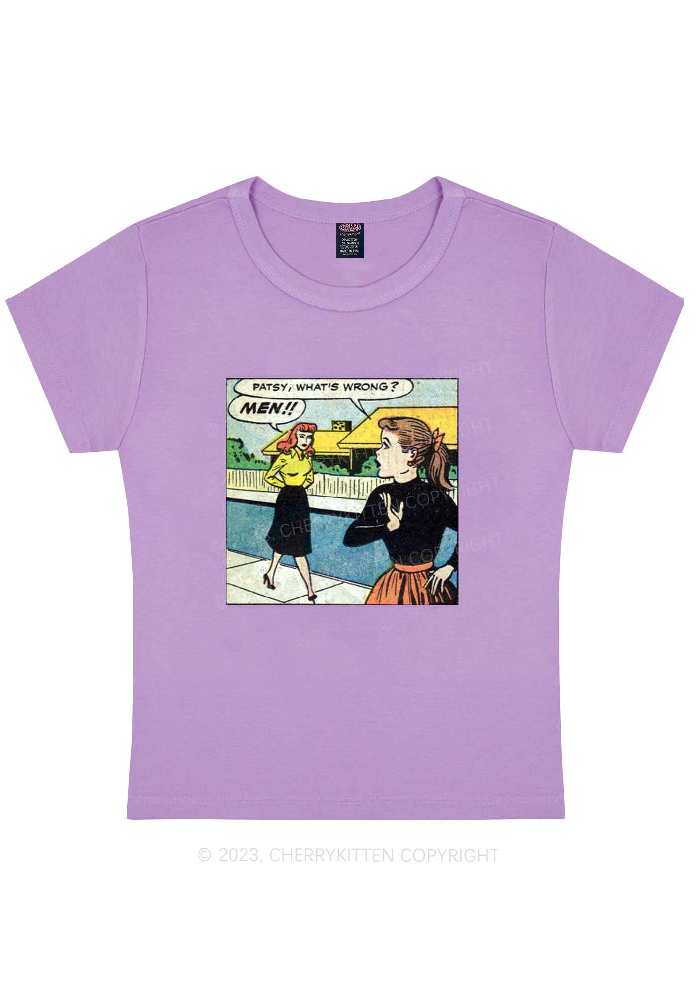 Curvy What's Wrong Men Y2K Baby Tee Cherrykitten