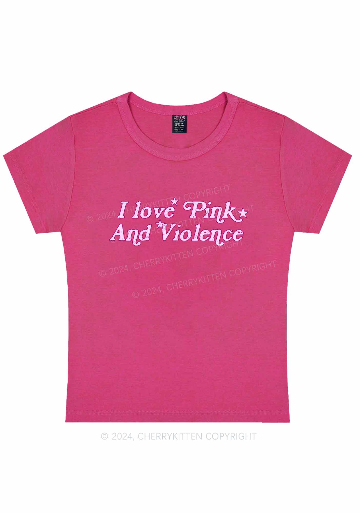 Curvy I Love Pink Y2K Baby Tee Cherrykitten