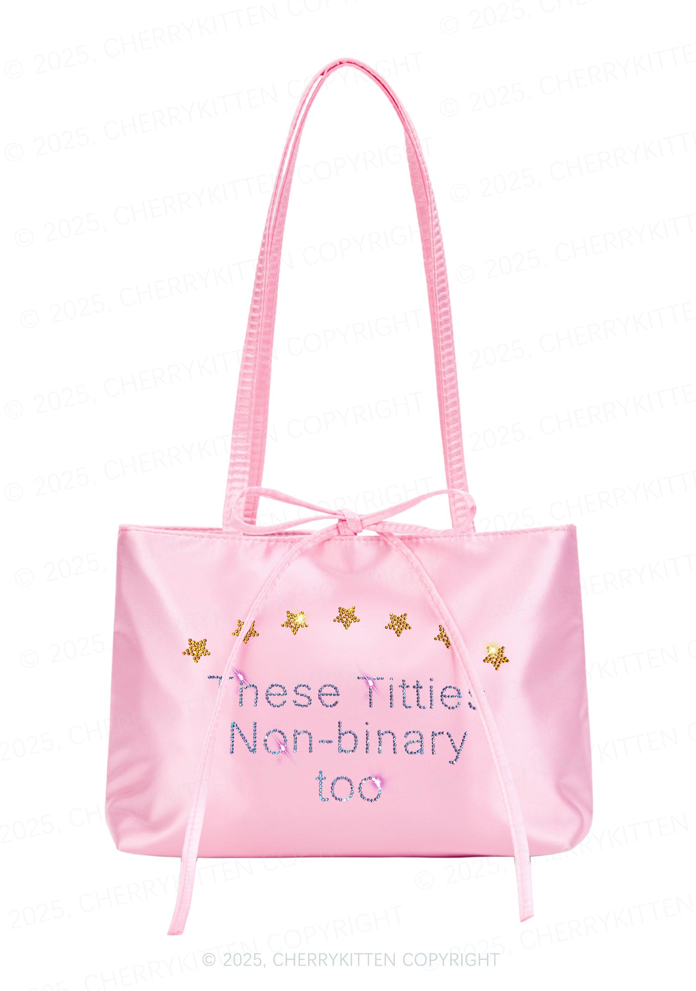 Rhinestone Txtties Nonbinary Too Pride Y2K Satin Bags Cherrykitten