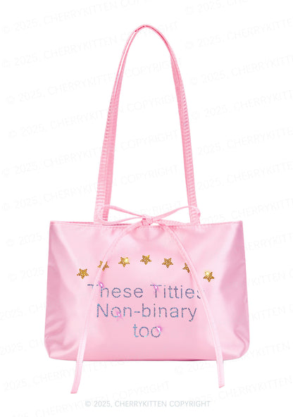 Rhinestone Txtties Nonbinary Too Pride Y2K Satin Bags Cherrykitten