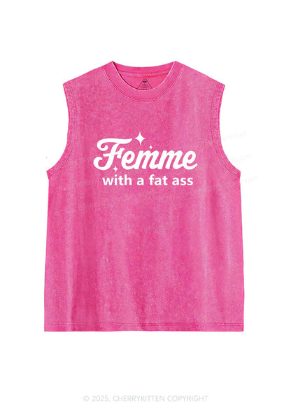 Femme With Fat Axx Pride Y2K Washed Muscle Tank Cherrykitten