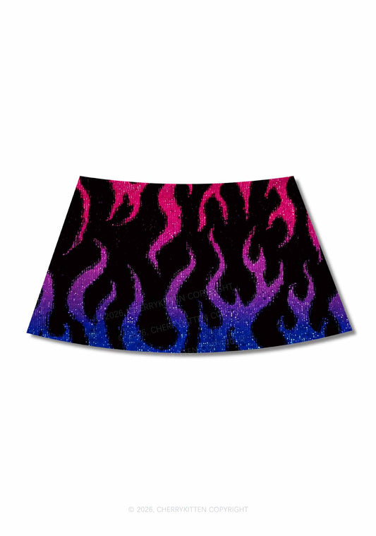 Bisexual Flame Pride Y2K Print Mini Skirt Cherrykitten