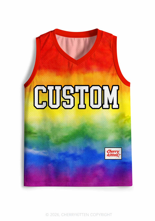 Custom Rainbow Flag Pride Y2K Sport Jersey Tank Cherrykitten