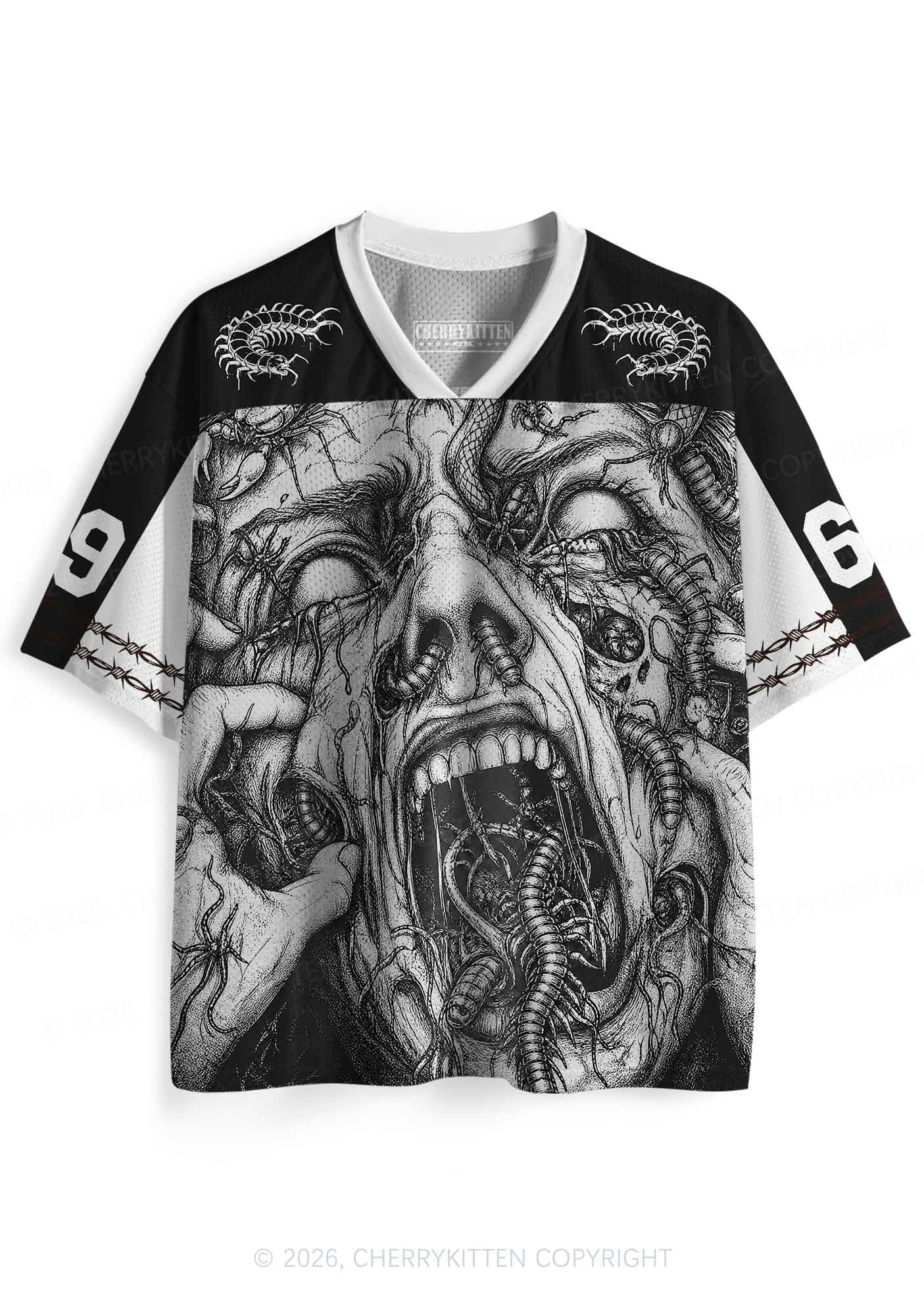 Halloween Insect On Face Y2K Sport Jersey Shirts Cherrykitten