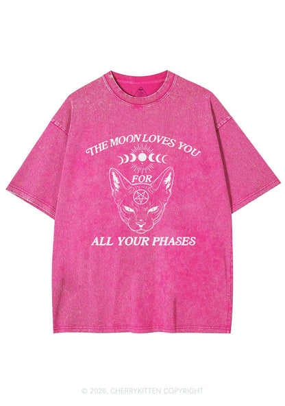 Halloween The Moon Loves You Y2K Shirts Washed Tee Cherrykitten