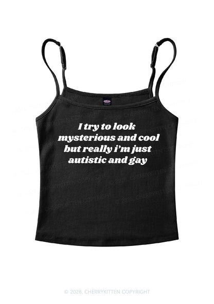 Im Just Autistic And Gay Pride Y2K Spaghetti Strap Cami Cherrykitten