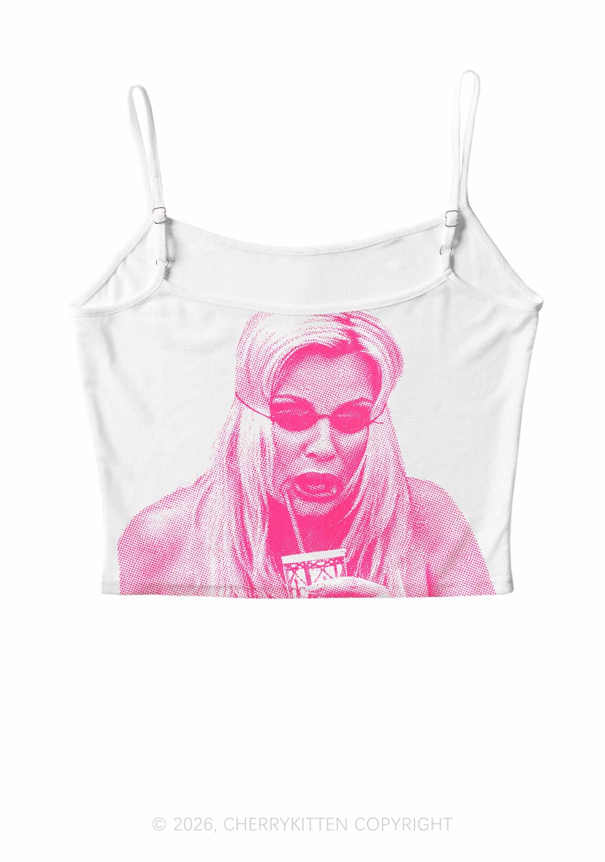 Pink Pixel JC On White Y2K Mesh Cami Tank Cherrykitten