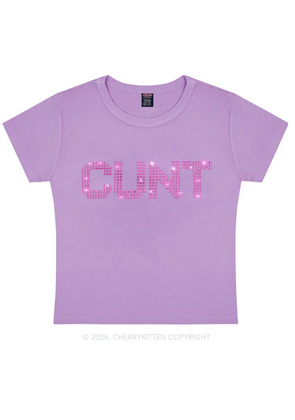 Rhinestone Pink Cxxt Y2K Baby Tee Cherrykitten