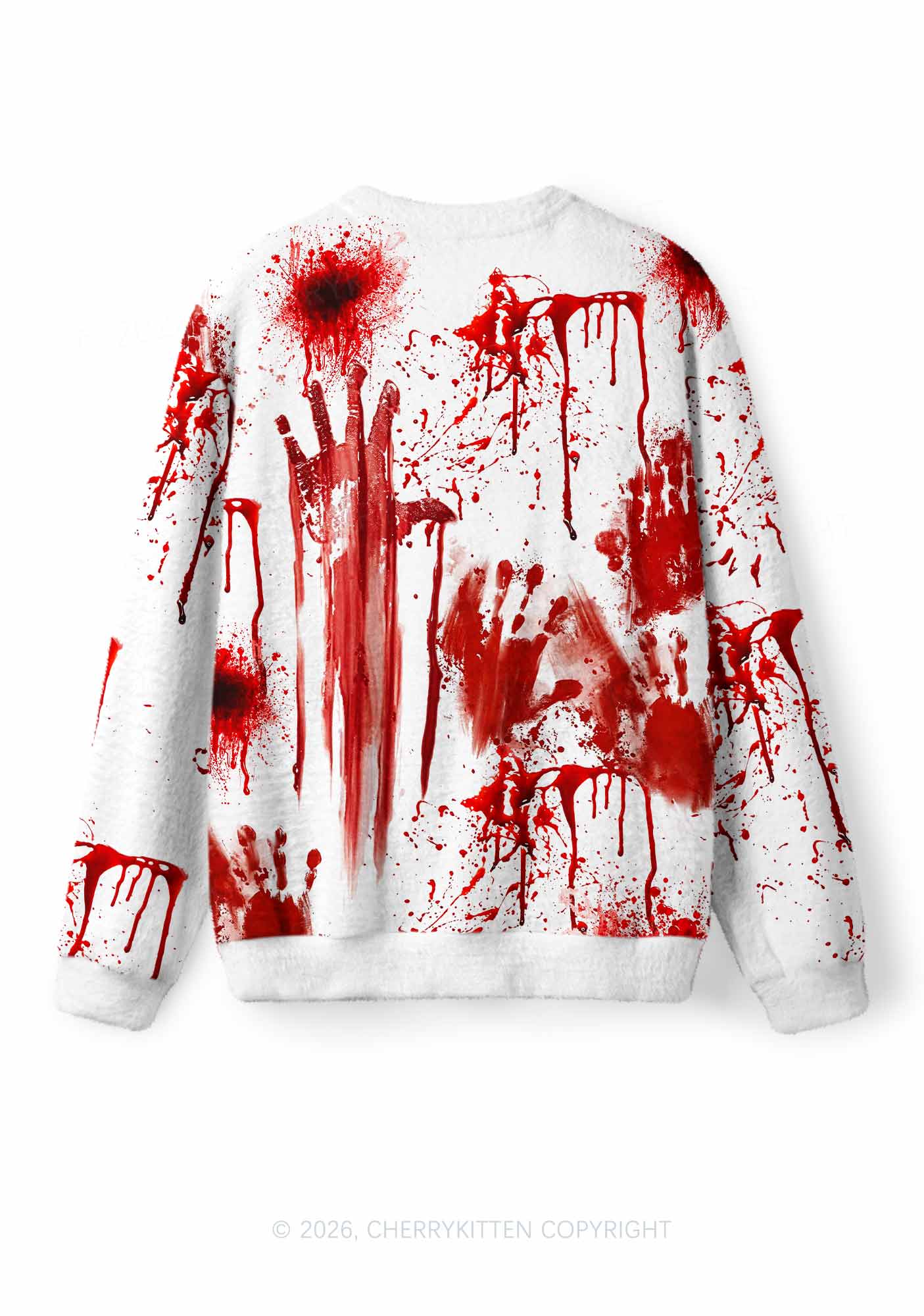 Halloween Bloody Handprint Y2K Knit Sweatshirt Cherrykitten