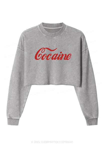 Special Cola Y2K Crop Washed Sweatshirts Cherrykitten