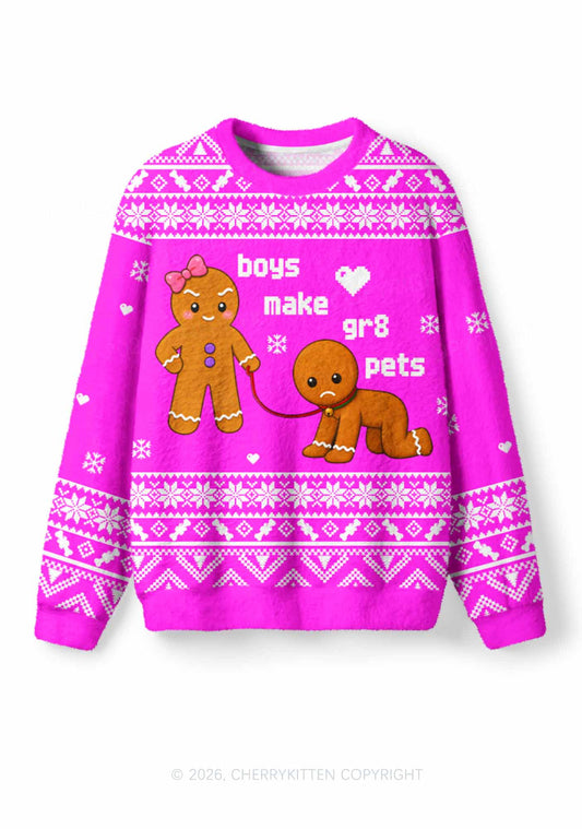 Gingerbread Boys Make Pets Y2K Knit Sweatshirt Cherrykitten