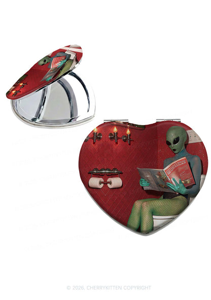 Halloween Alien On Toilet Y2K Folding Makeup Mirror Cherrykitten
