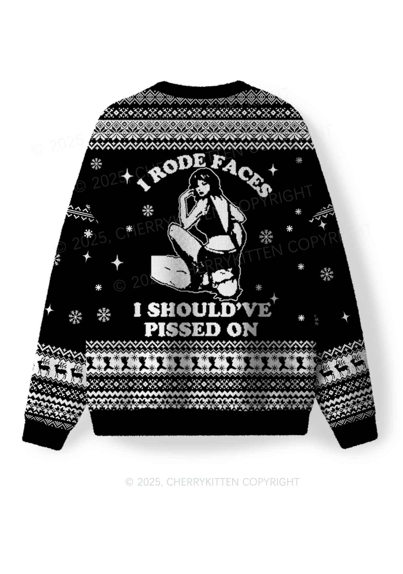 I Rode Faces Y2K Christmas Knit Sweatshirt Cherrykitten