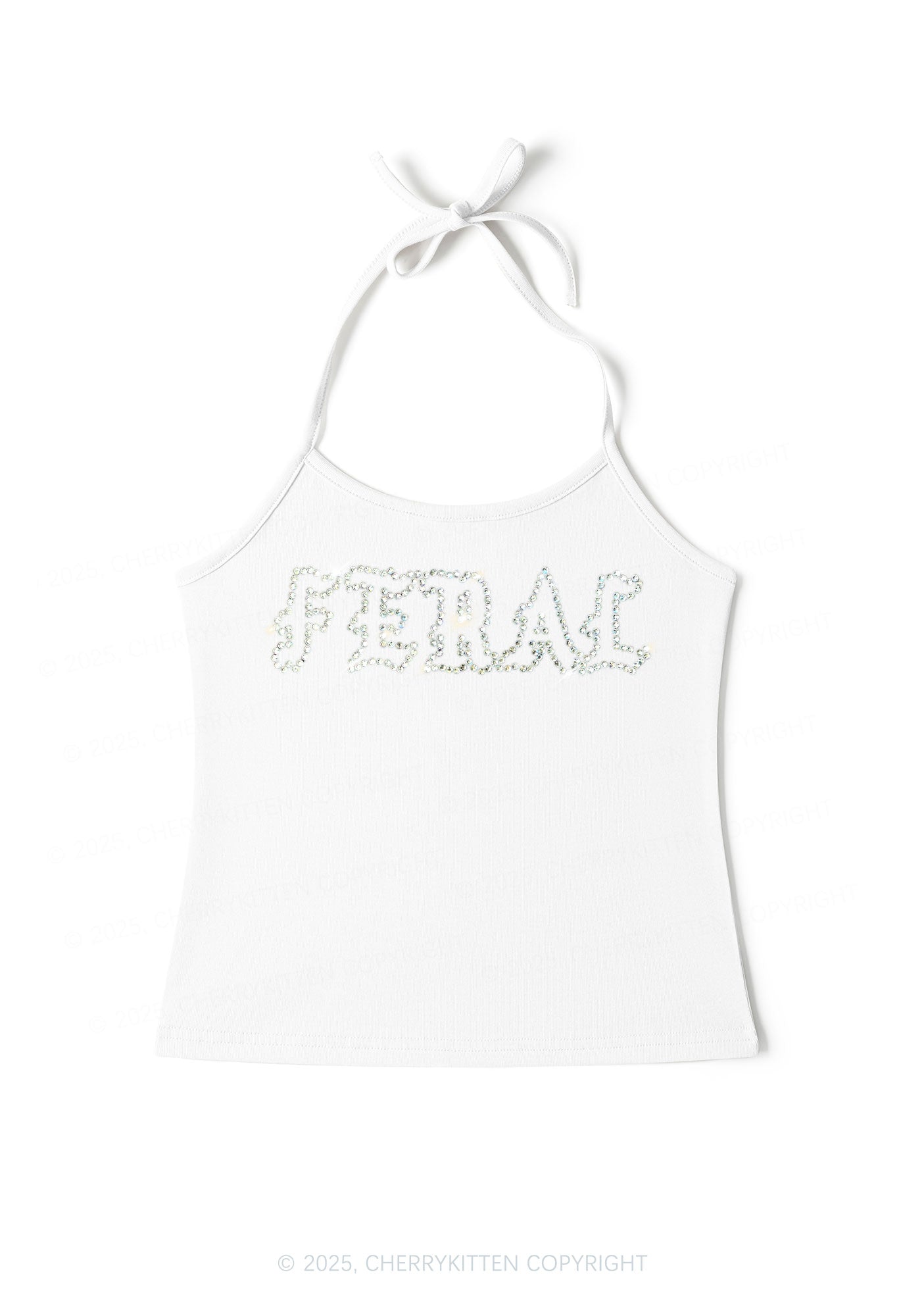 Rhinestone Feral Y2K Halter Neck Cami Cherrykitten