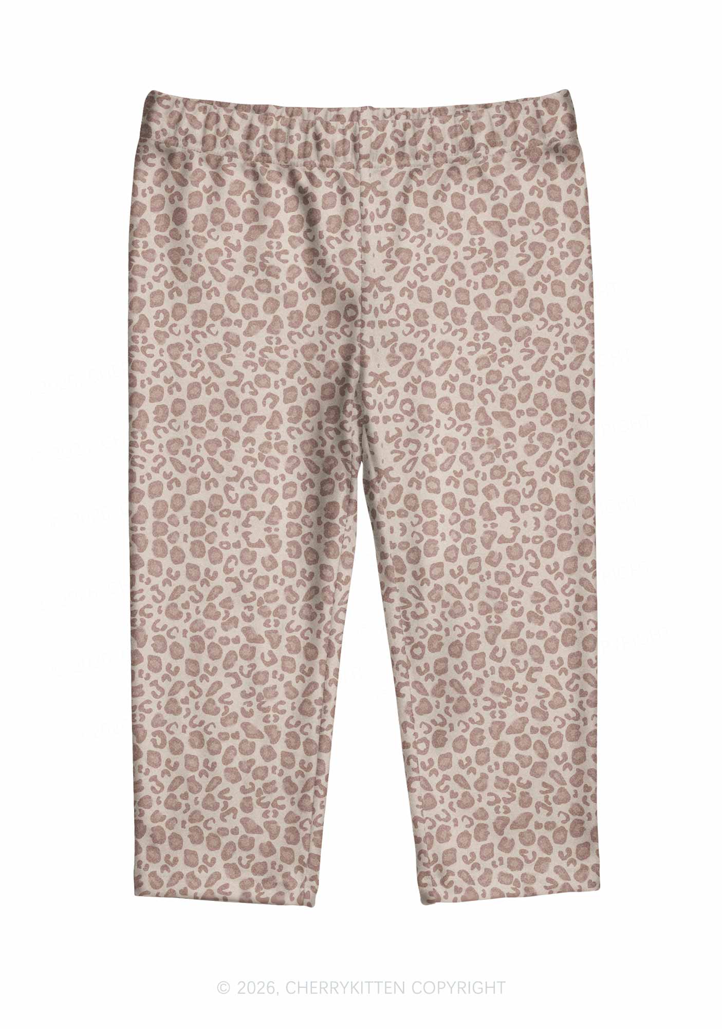 Beige Leopard Y2K Print Capri Pants Cherrykitten