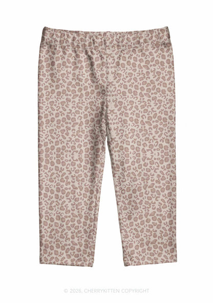 Beige Leopard Y2K Print Capri Pants Cherrykitten