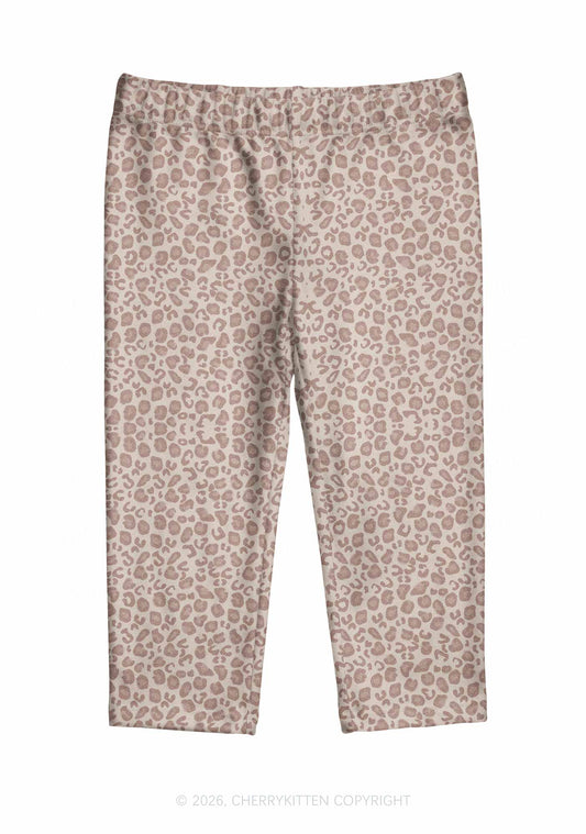 Beige Leopard Y2K Print Capri Pants Cherrykitten
