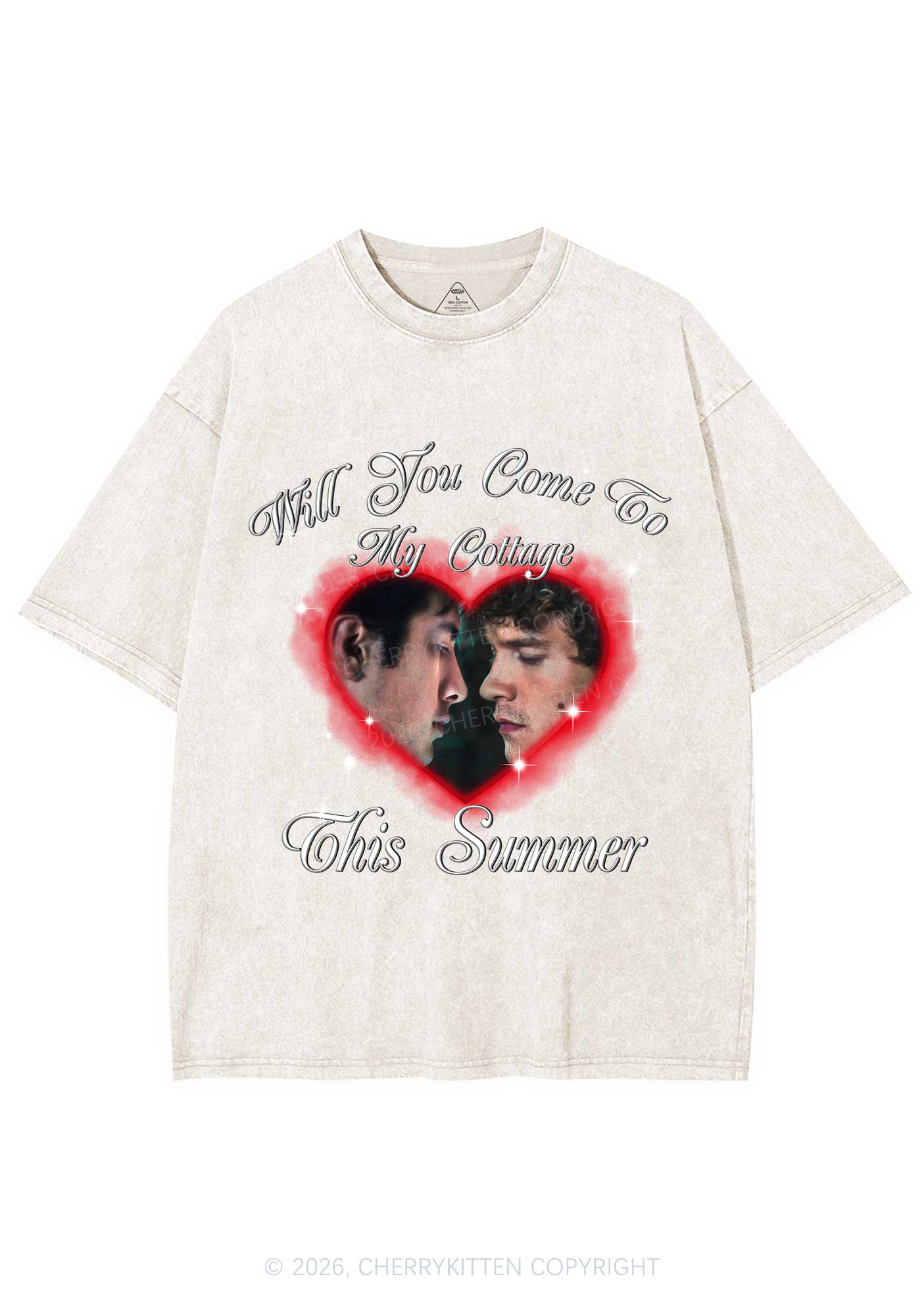 Come To My Cottage This Summer HR Y2K Shirts Washed Tee Cherrykitten