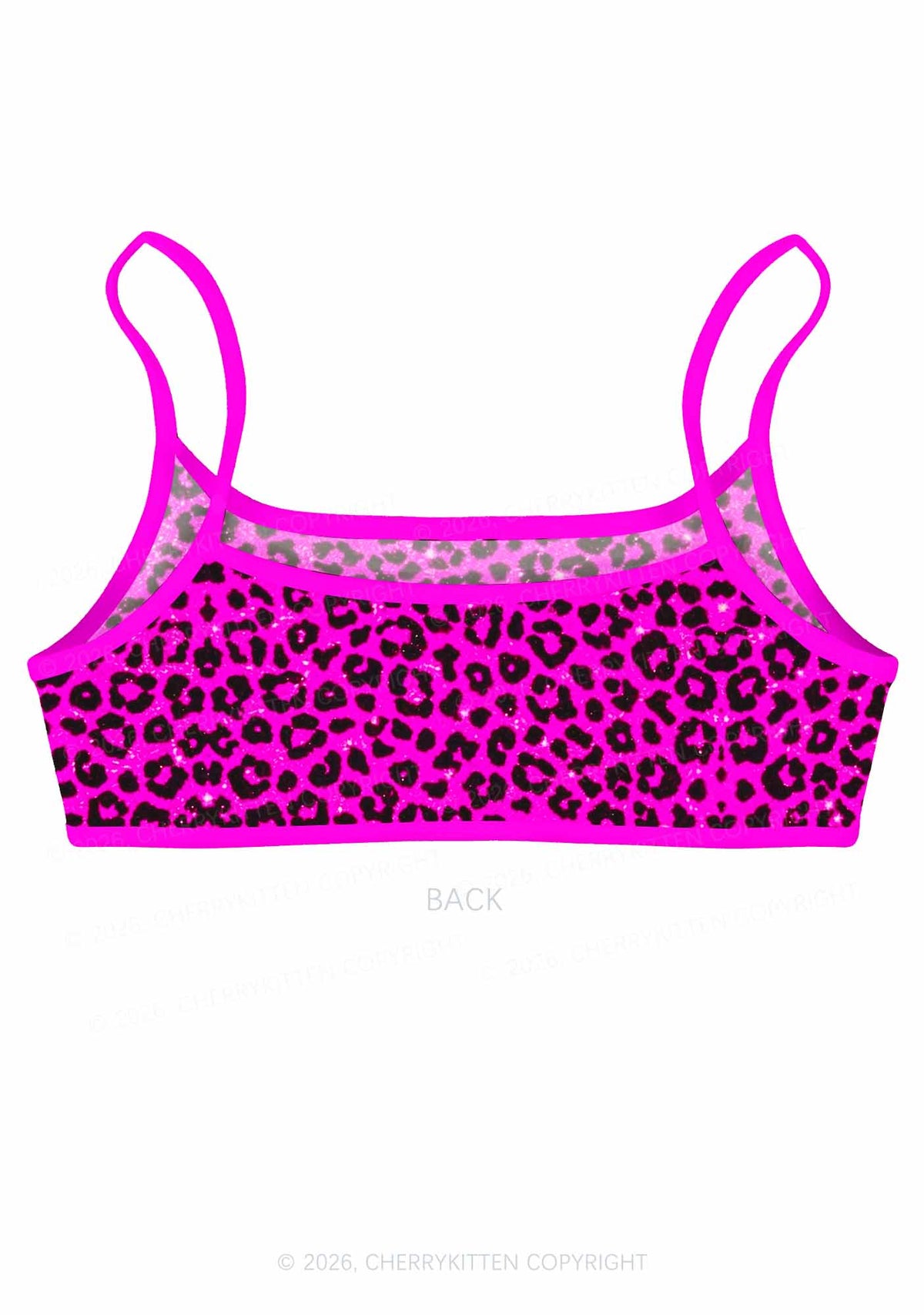 Rose Red Leopard Y2K Print Super Crop Cami Cherrykitten