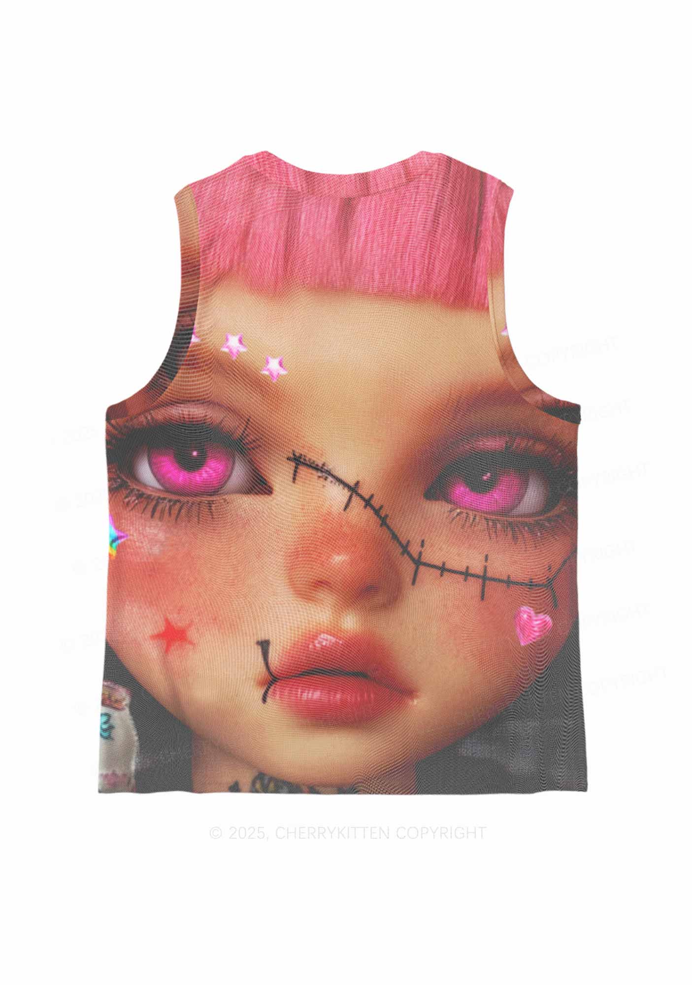 Pink Doll Y2K Mesh Muscle Tank Cherrykitten