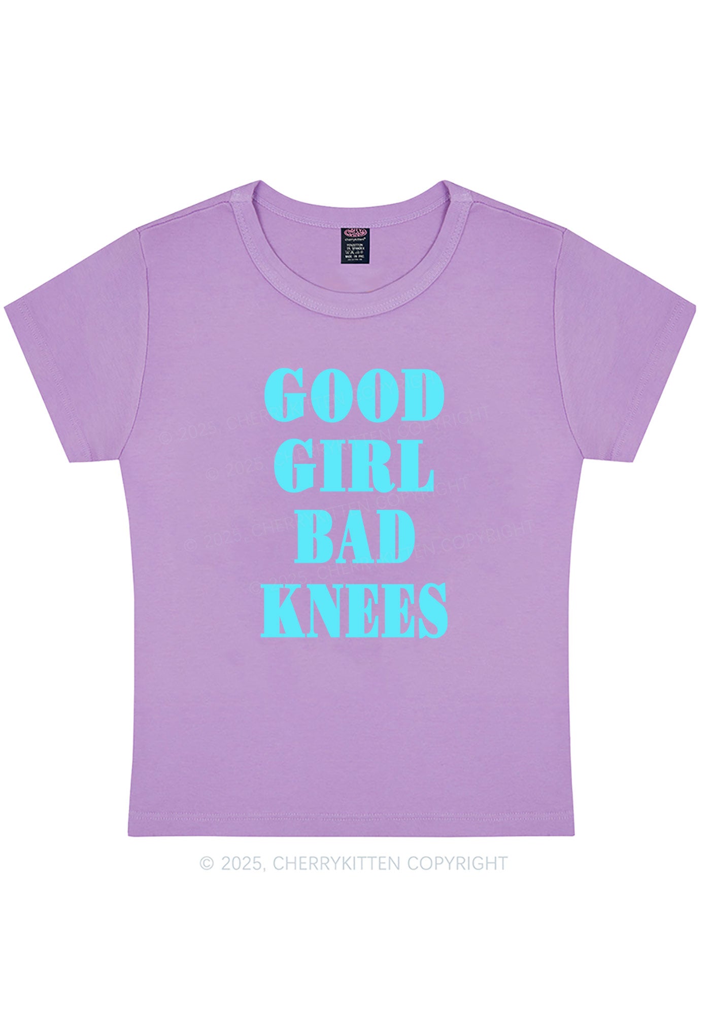 Good Girl Bad Knees Y2K Baby Tee Cherrykitten