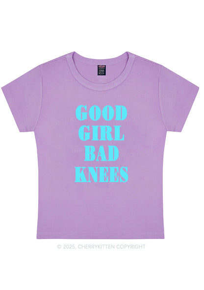 Good Girl Bad Knees Y2K Baby Tee Cherrykitten