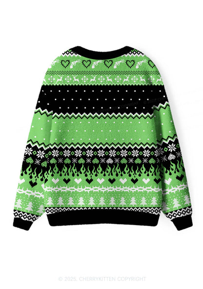 Green Hunter Y2K Christmas Cardigan Knit Sweatshirt Cherrykitten