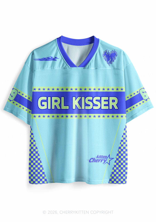 Blue Girl Kisser Pride Y2K Sport Jersey Shirts Cherrykitten
