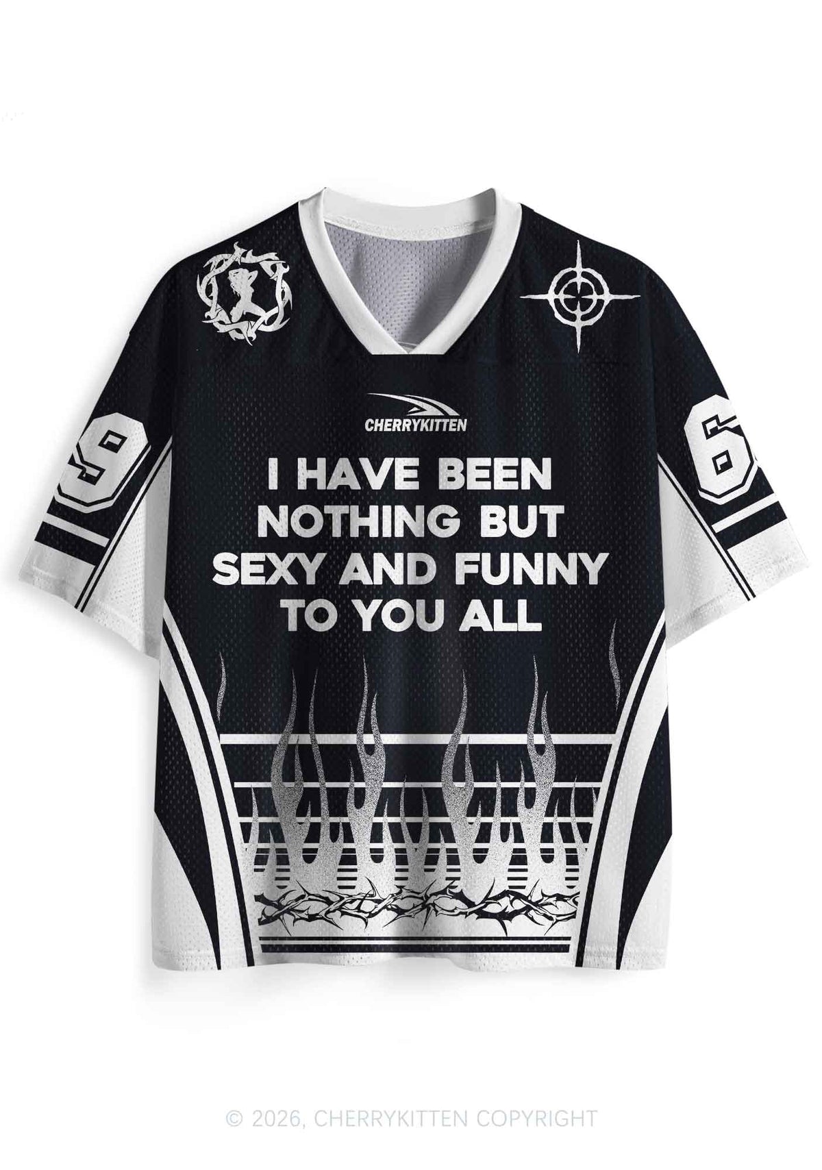 Black I Have Been Funny Y2K Sport Jersey Shirts Cherrykitten