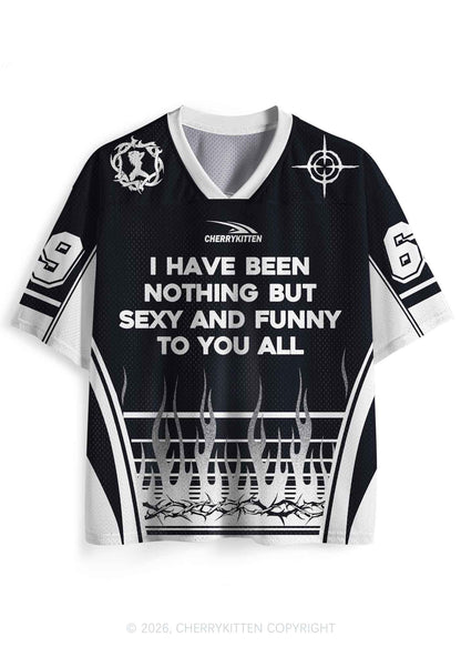 Black I Have Been Funny Y2K Sport Jersey Shirts Cherrykitten