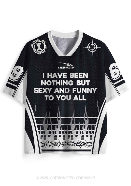Black I Have Been Funny Y2K Sport Jersey Shirts Cherrykitten