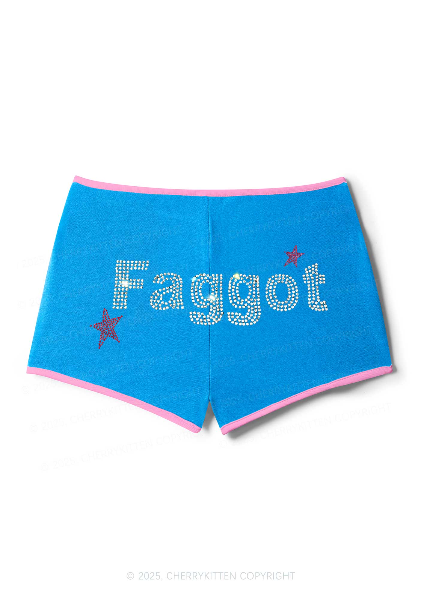 Rhinestone Faggot Pride Y2K Booty Shorts Cherrykitten
