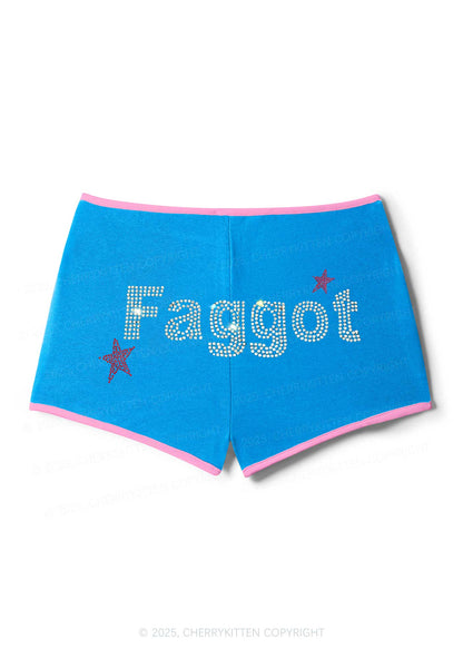 Rhinestone Faggot Pride Y2K Booty Shorts Cherrykitten