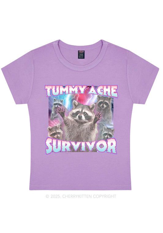 Tummy Ache Survivor Raccoon Y2K Baby Tee Cherrykitten
