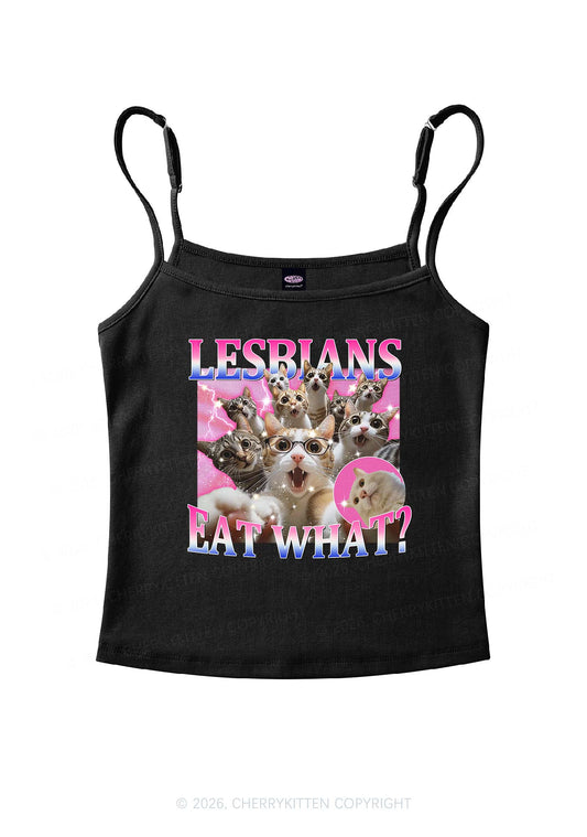 Lesbians Eat What Cat Pride Y2K Spaghetti Strap Cami Cherrykitten