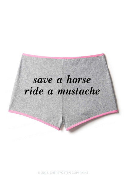 Ride A Mustache Y2K Booty Shorts Cherrykitten