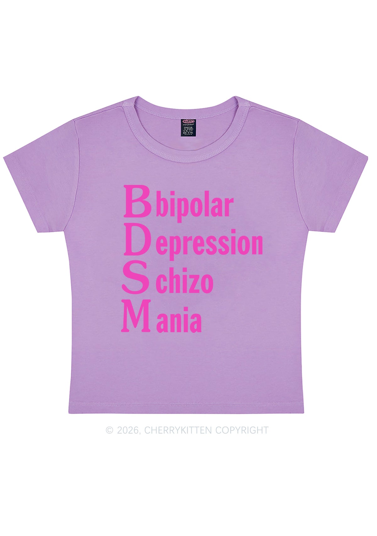 Bipolar Depression Schizo Mania Y2K Baby Tee Cherrykitten