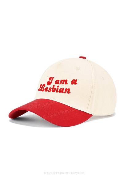 Embroidered Im Lesbian Pride Y2K Color Block Baseball Cap Cherrykitten
