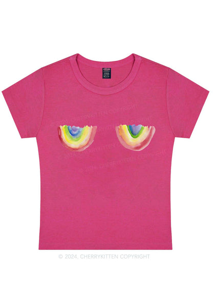 Rainbow Bxxb Y2K Baby Tee Cherrykitten